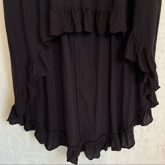 NWT BB Dakota Black High/Low Midi Dress Ruffle Hem Spaghetti Straps Goth Boho - Picture 4 of 7